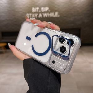 szhaiyu | Luxury Magnetic Transparent attraction Case For iPhone 18 Pro Max 17 16 15 14 13 Pro Plus With Lens Holder Protection Cover