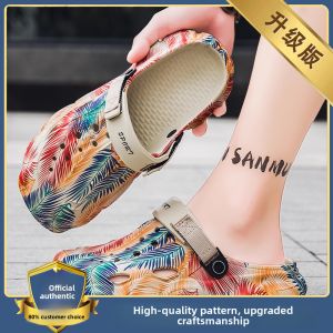 Mens Summer 2025 Thick Bottom Casual Sandals Anti-Slip Deodorant Water Shoes Two-Purpose Hole Hole Slippers Open-Toe Slippers