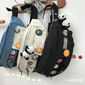 Instagram Korean Style Versatile Large Capacity Workwear Chest Bag Mens and Womens Students Crossbody Bag Japanese Style Harajuku Style Functional Sports Waist Bag
