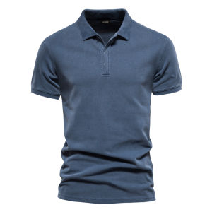 AIOPEON 100% Cotton Solid Color Mens Polo Shirts Casual Short Sleeve Turndown Mens Shirts Fashion Streetwear Polos for Men