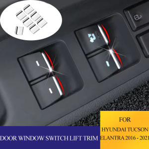 7pcs ABS Chrome Car Door Window Lift Button Sticker Sequins For Hyundai Tucson Elantra 2016 - 2020 Accessories