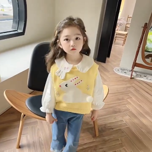 setelan anak perempuan 2ini1 impor/setelan baju lengan panjang+jeans