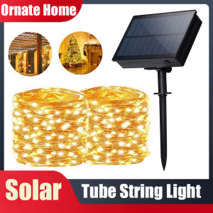 LED Outdoor Solar String Lights Waterproof Tiny Solar Powered Fairy Lights with 8 Modes Copper Wire Lights Warm White