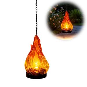 Solar Lantern Flickering Flame Outdoor Lights Waterproof IP65 & Solar Dual Charging Hanging Garden Lantern