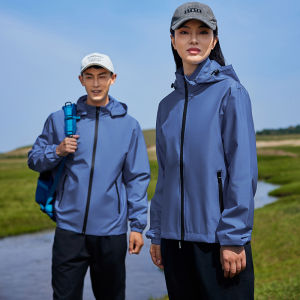 เสื้อแจ็คเก็ตกันลมฤดูใบไม้ผลิและฤดูใบไม้ร่วงสำหรับผู้ชาย เสื้อคลุมกันลมแบบมีฮู้ดสำหรับใส่ทำงานกลางแจ้ง ชุดกางเกงขายาวแบบลำลองสำหรับเด็ก