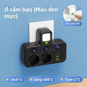 Ổ Điện EU Tích Hợp Sạc Nhanh USB Type-C PD 4 Ổ Cắm AC Dây Nối Dài Đa Đầu Bộ Chuyển Đổi Điện Với Bộ Lọc Mạng