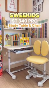 SWEEKIDS ST340 Pro Adjustable Childrens Study Desk and Chair Set Table for Kids Hand-operated lift desk with 80cm long desktop and ergonomic chair for Kid and Students 3-15 Years