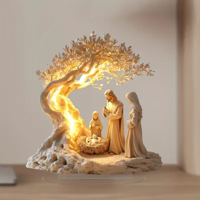 1PCS Nativity Desktop Decoration Statue Home Decoration Office Decora Art Theme Party Decora Christmas Decora Jesus Scene Decora