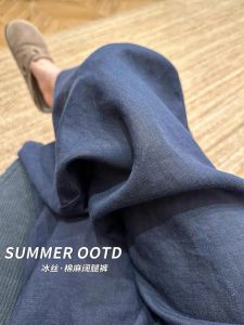 Quần Ống Rộng Vải Lanh Mỏng Mùa Hè Cho Nữ Quần Ống Đứng Rộng Rãi Cạp Cao Vải Lanh Cotton Quần Vải Lanh Mỏng