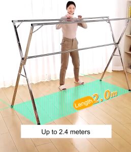 Jemuran Baju stainless steel Lipat Jemuran Pakaian Portable Tidak diperlukan instalasi