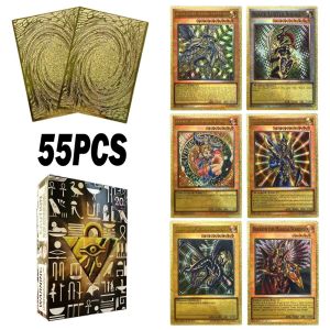 Takara Tomy | 55pcs Golden Foil Plastic Yu-Gi-Oh Anime Cards in English Blue Eyes Exodia Obelisk Slifer Ra Yugioh Classic Proxy Card kids