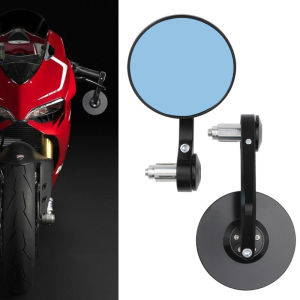 Blue Anti-Glare Glass Rear Mirror Motorcycle Handlebar Mirrors 7/8 Handle Round for Sportster 883 Street Bike Dirt Bike Chopper