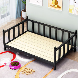 Detachable Washable Iron Art Dog Bed for Medium to Large Dogs Real Wood Winter Warm Pet Mat Golden Retriever Teddy Dog House
