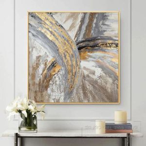 lukisan abstrak modern teksture lukisan minimalis gold beauty