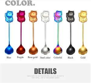 Ice Cream Dessert Spoon Creative 304 Stainless Steel Cartoon Lucky Cat Gift Coffee Stirring