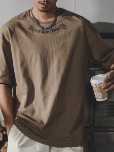 plus Size 300 Pounds American Retro Short Sleeve T-Shirt Mens Summer New Style Trendy Brand Pure Cotton Heavyweight Loose Mens Wear