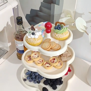 Retro Desktop Organizer | Living Room Coffee Table Cake & Snack Display Stand | Bedroom Makeup & Skincare Storage Solution