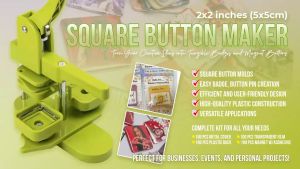 FMP Square Button Maker Press Machine 2x2 inches with FREEE 100pcs fridge magnet
