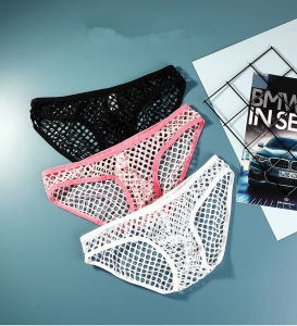 กางเกงชั้นในชายทรงสามเหลี่ยมระบายอากาศได้ดีเอวต่ำสำหรับผู้ชาย กางเกงชั้นในผ้าตาข่ายเซ็กซี่สำหรับผู้ชาย ทรงสามเหลี่ยมใส กางเกงชั้นในกีฬาสำหรับเยาวชน