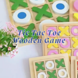 Wooden Tic Tac Toe Kids Toy XOXO Board Game Educational Puzzle Family Play Indoor Fun Gift Toy