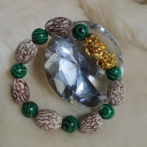 Green Malachite Bracelet Money Bracelet w/PiYao Buto ng Sinukuan