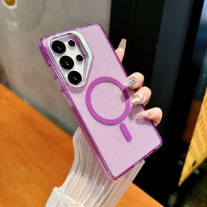 Luxury Metal Lens Stand For Magsafe Magnetic Phone Case For Samsung Galaxy S26 S25 S24 Ultra S23 FE Plus S22 Magnetic Back cover
