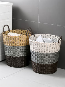 Handwoven Laundry Basket Dirty Clothes Storage Basket Home Use Wicker Storage Basket Toy Organizer Nordic Style Pure Color