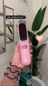Heat Brush Cordless Brush Iron Straight Negative Ion Anti-Static 140~200℃ 4-Level Temperature