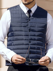 down Cotton-Padded Vest Mens Vest Autumn and Winter Leisure Short Warm Elderly Vest Daddys Outfit