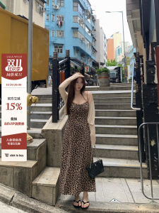 ชุดเดรสลายเสือดาวไซส์ใหญ่ทรงเข้ารูปสำหรับผู้หญิงไซส์ใหญ่ ชุดเดรสยาวคลุมเข่าแขนยาวฤดูร้อน สไตล์วินเทจ สไตล์ลำลอง