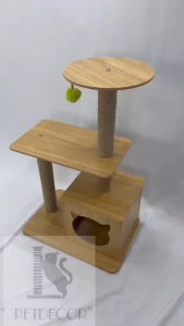 Trụ cào móng nhà cây cho mèo PETDECOR CT010 – Cat tree gỗ lắp ráp cao 89cm