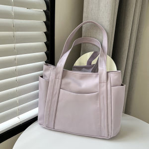Urban Simple Large Capacity Nylon Tote Bag Womens Commuter Shoulder Bag Multi-Pocket Waterproof Handbag Single Strap Bag