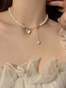 Tassel Heart Pearl Necklace Luxury Minimalist Clavicle Chain Women High-End Beaded Pendant New Style Necklace Jewelry