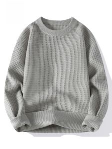 ROMON | Lomond Mens Round Neck Knitwear Thickened Warm Casual Loose Underwear Fashion City Style Winter Long Sleeve Polyester Blend