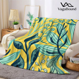 Yellow Leaf Print Flannel Blanket Warm Soft Halloween Christmas Decorative Couch Warm Cozy All-Season Gift