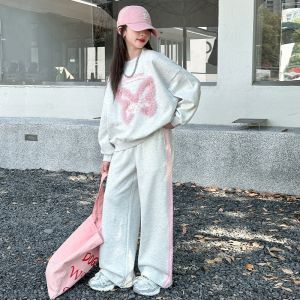 MPW | Girls Sweatshirt Set Butterfly Ruffle Two-Piece Outfit Casual Autumn Wear Versatile Spring Fashion Childrens Clothing
