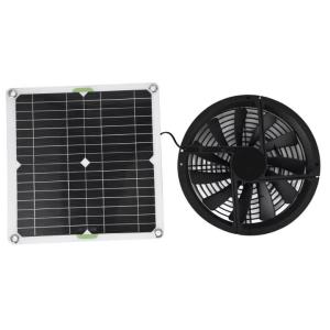 100W Solar Panel Fan Kit for Chicken Coop Greenhouse Shed 10in Waterproof Solar Panel Round Ventilation Case Exhaust Fan