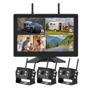 10 Inch AHD Digital Wireless Touch Screen Monitor 4CH WiFi DVR Record IR Backup Camera Kit for Truck Trailer Bus RV SUV Parking