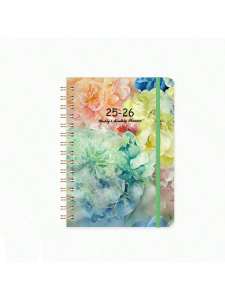 2025-2026 Spiral Binding Coil Plan Notebook Office Diary Multi functional Flower Calendar Memo Student Writing Memo Paper