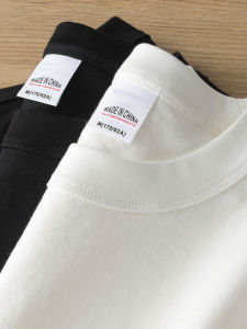 Heavyweight Short Sleeve Mens T-Shirt Pure Cotton Loose Fit Base Layer Shirt American Style Half Sleeve Base Shirt White