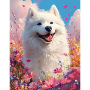 White Dog Cute Animal Artwork Jigsaw Puzzle 500/1000/1200/2000PCS Stress Relief Puzzle Wall Art Decor Gift