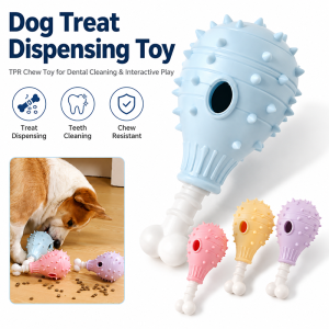 Dog Treat Dispensing Toy TPR Chicken Leg Chew Toy Dental Cleaning Bite Resistant Puppy Interactive Feeder Toy Pet Supplies