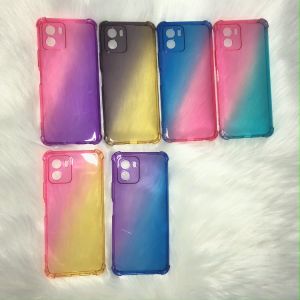 (4 in 1) For Tecno Pova 3 Gradient Phone Case Tecno Pova 2 Pova Neo Color Gradient Shockproof Phone Case + Tempered Glass Film + Lens Film + Back Film