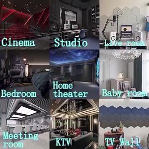 12PCS Acoustic Foam Panels self-adhesive Fireproof Sound Proof Treatment Wall for Home Office Studio 3D polyester fiber felt sound-absorbing board self-adhesive TV background wall