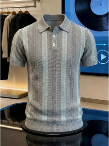 Breathable Cooling Coolest Knit Striped Jacquard Mens T-Shirt