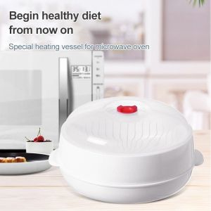 Thickened New Round Microwave Steamer Environmentally Friendly and Durable Microwave Steamer with Lid Small Handle to Prevent Scalding and Easy to Take and Put Steamer