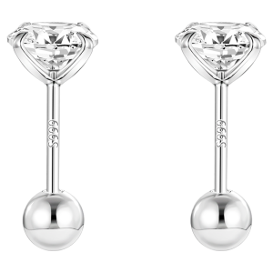 Lnieer | Screw-Back Sterling Silver Diamond Ear Studs