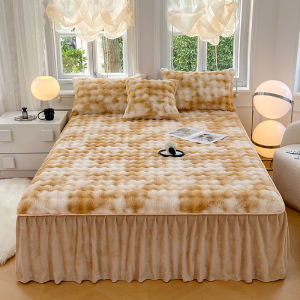SUNLIGHT HOME Lace Velvet BedsheetSoft Bed Sheet With Bed SkirtBreathable Mattress Cover