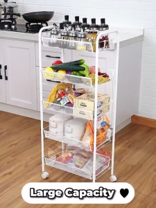 3 4 5 Tier Multifunction Storage Trolley Rack Office Shelves Home Kitchen Rack With Plastic Wheel Multifunction