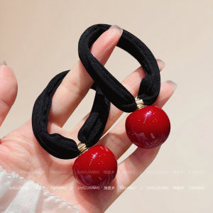 ริบบิ้นผูกผมทรงหัวมุกสีแดง รุ่นใหม่ปี 2025 ระดับไฮเอนด์สำหรับผู้หญิง ถุงยางหนังสำหรับผู้ใหญ่ ริบบิ้นผูกผมแบบมีหาง